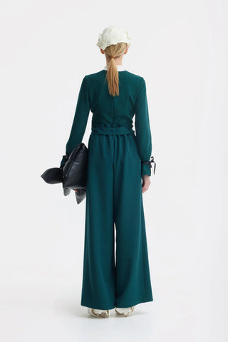 Bluză elegantă cambrată — verde smarald