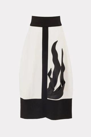 Elegant Flared Midi Skirt White Black