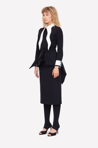 Evening Peplum Belted Dress Black - Two-Piece Set