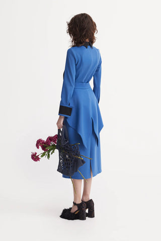 Evening Peplum Belted Dress Blue - Two-Piece Set