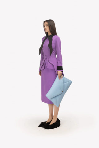 Вечернее платье с баской и поясом лаванда — Комплект из двух предметов