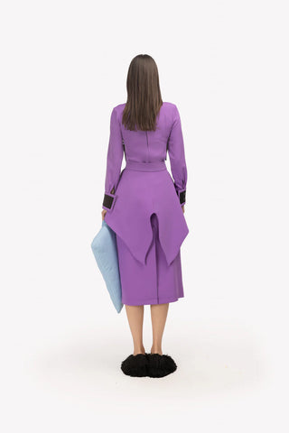 Вечернее платье с баской и поясом лаванда — Комплект из двух предметов