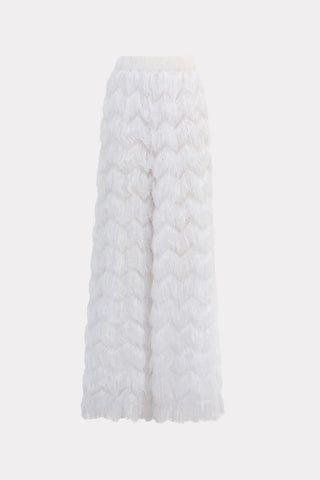 Pantaloni Palazzo de Seară cu Franjuri – Albi