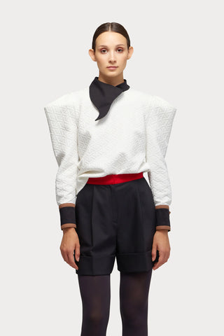 Fashion Asymmetrical Collar Blouse White