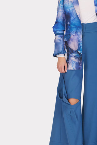 Fashion Blazer Abstract Watercolor Blue