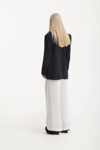 Pantaloni Largi cu Centură în Contrast – Ivory