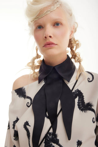 Guler statement din satin – negru