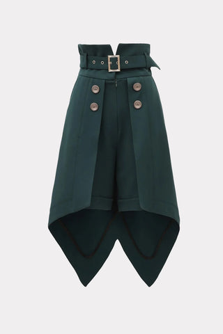 Pantaloni scurți fashion verde închis cu suprapunere tip fustă