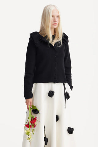 А-силуэтная юбка из эко кожи с цветочными элементами – Айвори