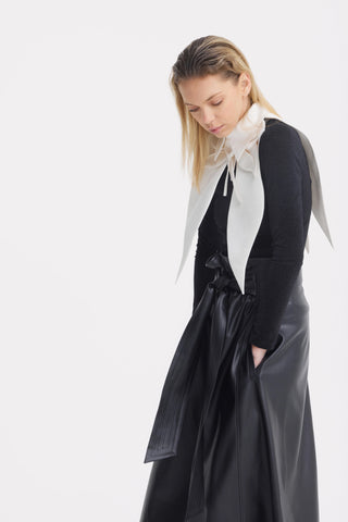 Обтягивающий топ с длинными рукавами из черного люрекса