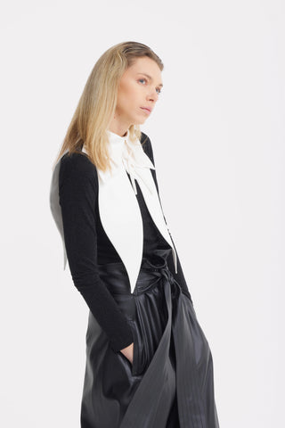 Обтягивающий топ с длинными рукавами из черного люрекса