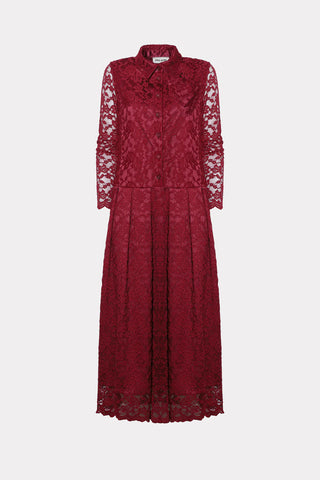 Rochie cămașă feminină din dantelă cu jumătate de nasturi, burgundy