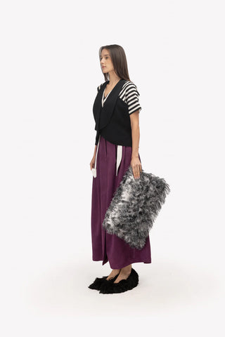 Замшевая юбка миди с разрезом спереди и поясом — Глубокий фиолетовый