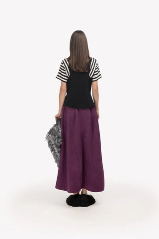 Замшевая юбка миди с разрезом спереди и поясом — Глубокий фиолетовый