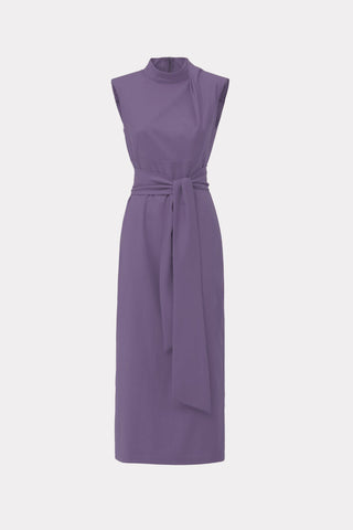 Designer Long Dress With Mock Neck Solid Pale Violet