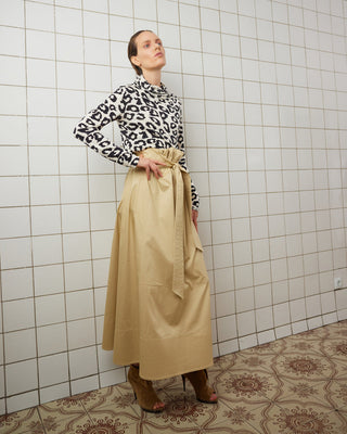 High Neck Long Sleeves Blouse Leopard Print