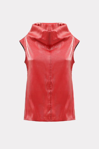 High Neck Organza Vest Red