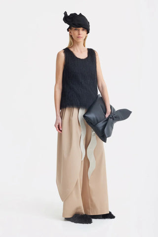 Брюки с запахом на высокой талии – Бежевые