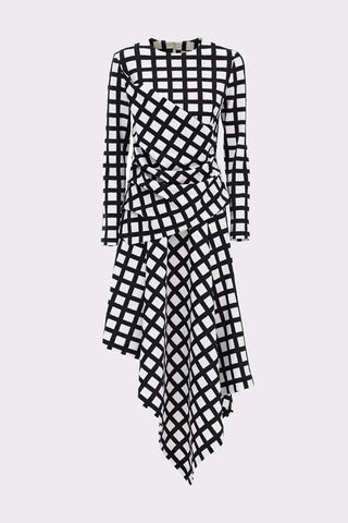 High-Waisted Skirt & Asymmetrical Top Grid Pattern Set