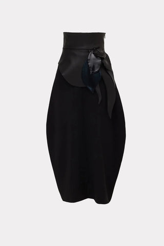 High-Waisted Skirt With Asymmetrical Faux Leather Belt Black