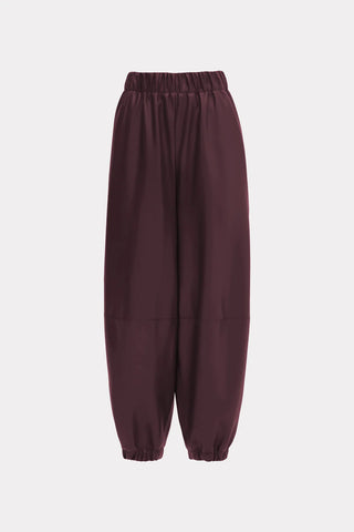 Pantaloni jogger cu talie înaltă și croi larg din piele ecologică, culoare burgundy