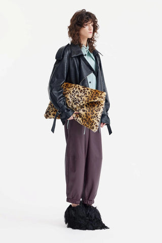 High-Waisted Wide Leg Faux Leather Joggers Dark Burgundy