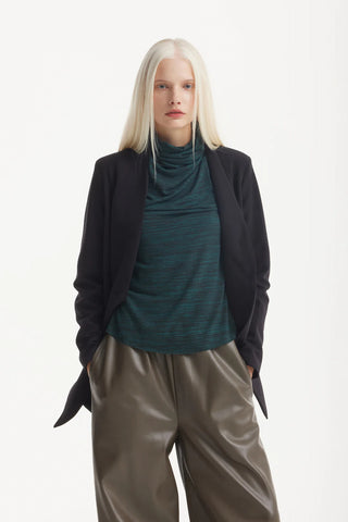 Elegant Blazer With Curved Hem Black
