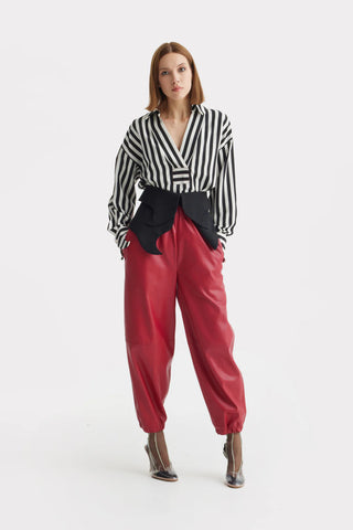 Relaxed Blouse, Drop Shoulders And V-Notch Neckline - Striped