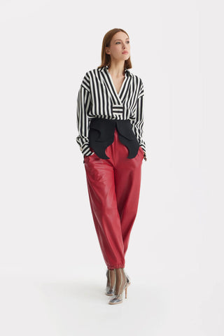 Relaxed Blouse, Drop Shoulders And V-Notch Neckline - Striped