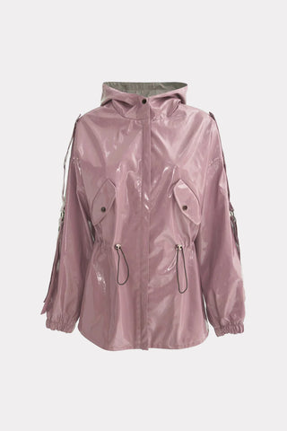 Hooded Lacquer Jacket Rose Gold