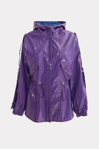 Hooded Lacquer Jacket Violet