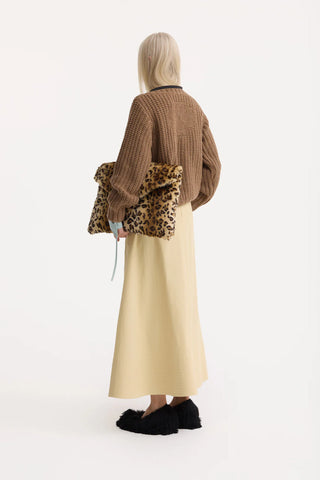 Casual High-Waisted A-Line Skirt With Belt Beige