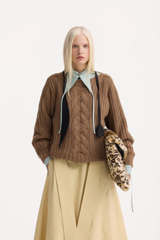 Casual High-Waisted A-Line Skirt With Belt Beige