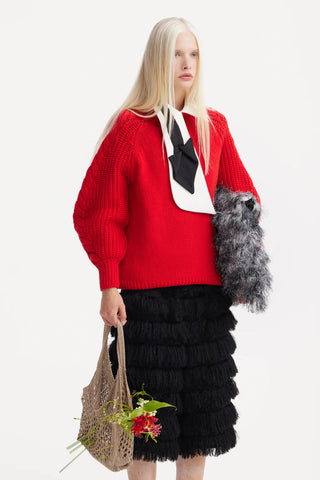 Вечерние бермуды с текстурной бахромой - чёрные