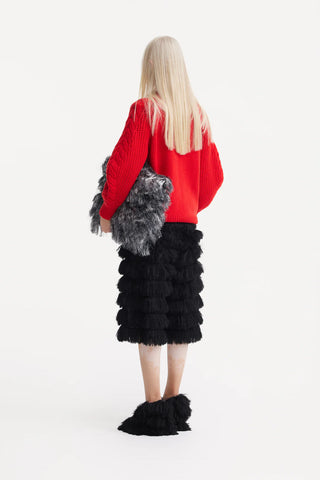 Вечерние бермуды с текстурной бахромой - чёрные