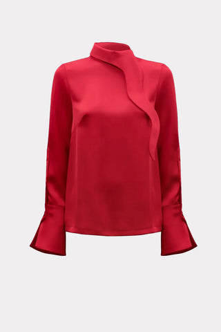 Luxury Silk-Feel Satin Blouse Red