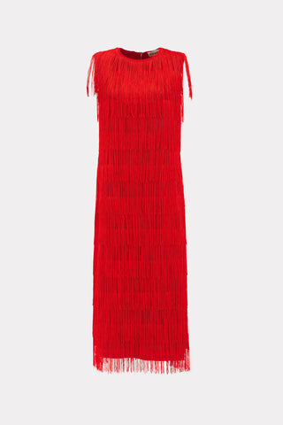 Maxi Fringed Evening Dress Red