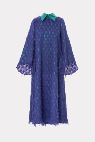 Maxi Longsleeve Dress With Fleecy Decor Blue