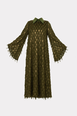 Maxi Longsleeve Dress With Fleecy Decor Green