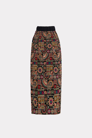 Mid-Calf Embroidered Skirt With Shimmering Threads