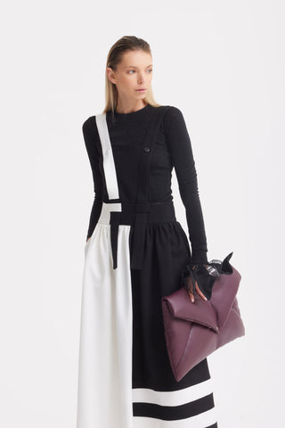 Миди-сарафан с регулируемыми бретелями - чёрный/айвори