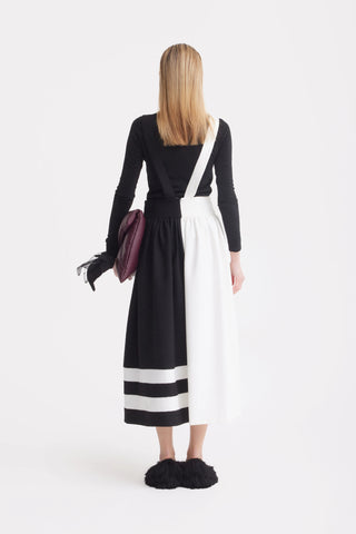 Миди-сарафан с регулируемыми бретелями - чёрный/айвори