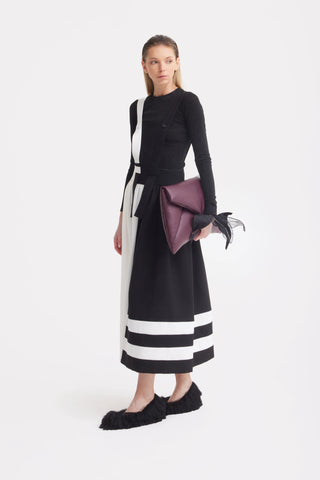 Миди-сарафан с регулируемыми бретелями - чёрный/айвори