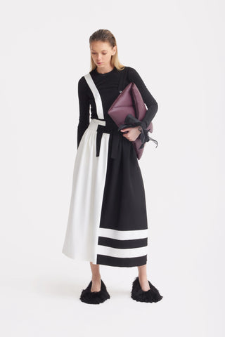 Миди-сарафан с регулируемыми бретелями - чёрный/айвори