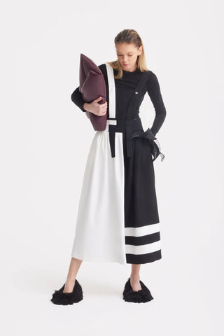 Миди-сарафан с регулируемыми бретелями - чёрный/айвори