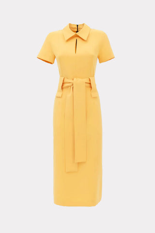 Midi Dress With Belt Pale Yellow