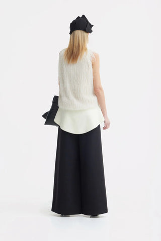 Pantaloni largi cu talie statement — negri