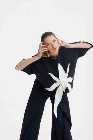 Relaxed Fit Knit Top – Black