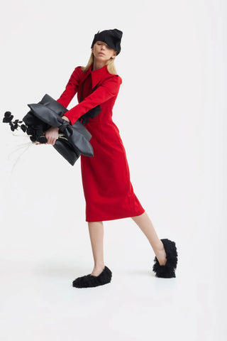 Rochie midi formală uni — roșu