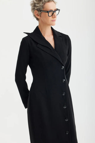 Modern Tailored Long Blazer Dress Black